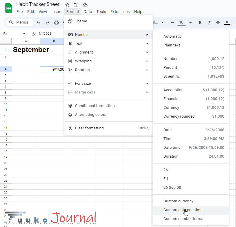 google sheets habit tracker 