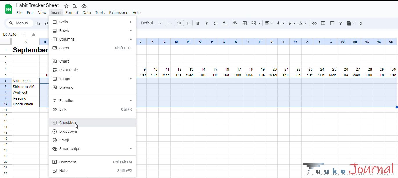 google sheets habit tracker 