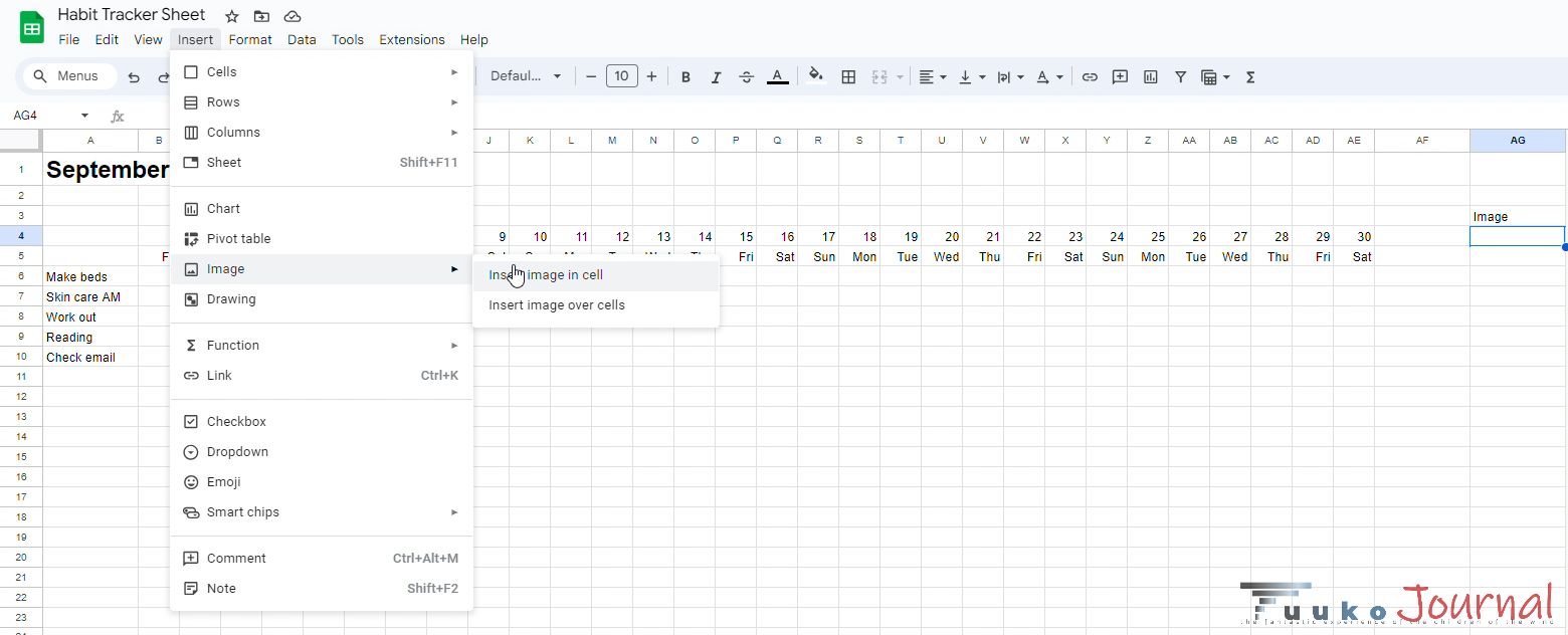 google sheets habit tracker 